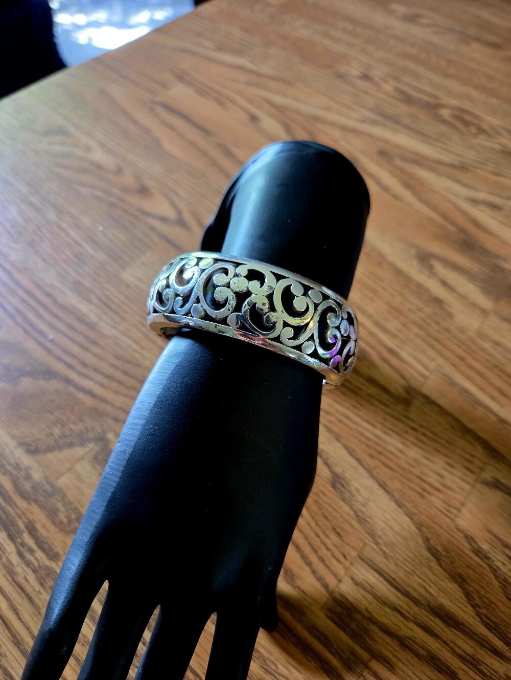 💐BRIGHTON "Contempo" Silver Filigree Hinged Vintage Bracelet - Picture 2 of 11